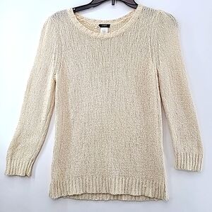 J. CREW Women's Cream Cotton / Lin / Nylon Long Sleeve Sweater - Size Small